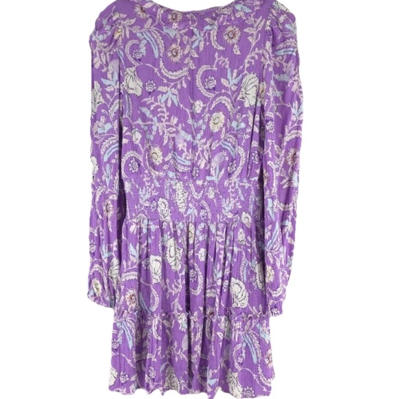 House Of Harlow 1960 Ajay Purple Floral Boho Peasant Festival Mini Dress Size M - Picture 4 of 5